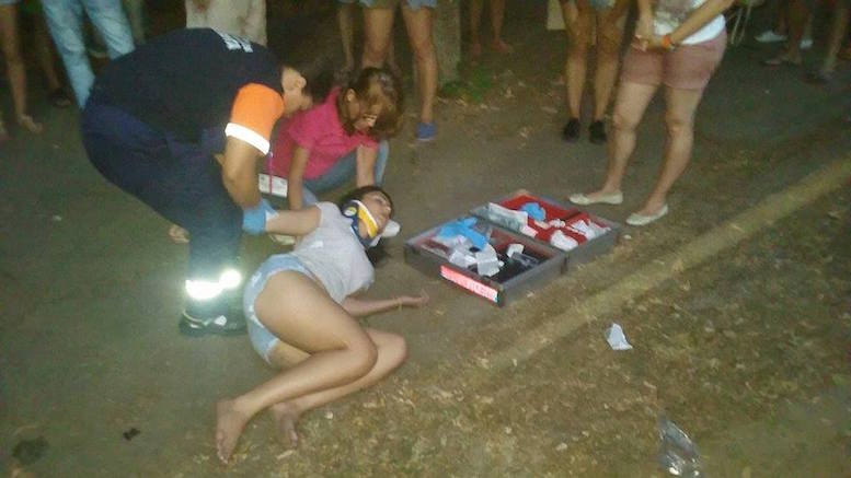 Femeia lovită de un BMW pe trotuar. FOTO ctnews.ro