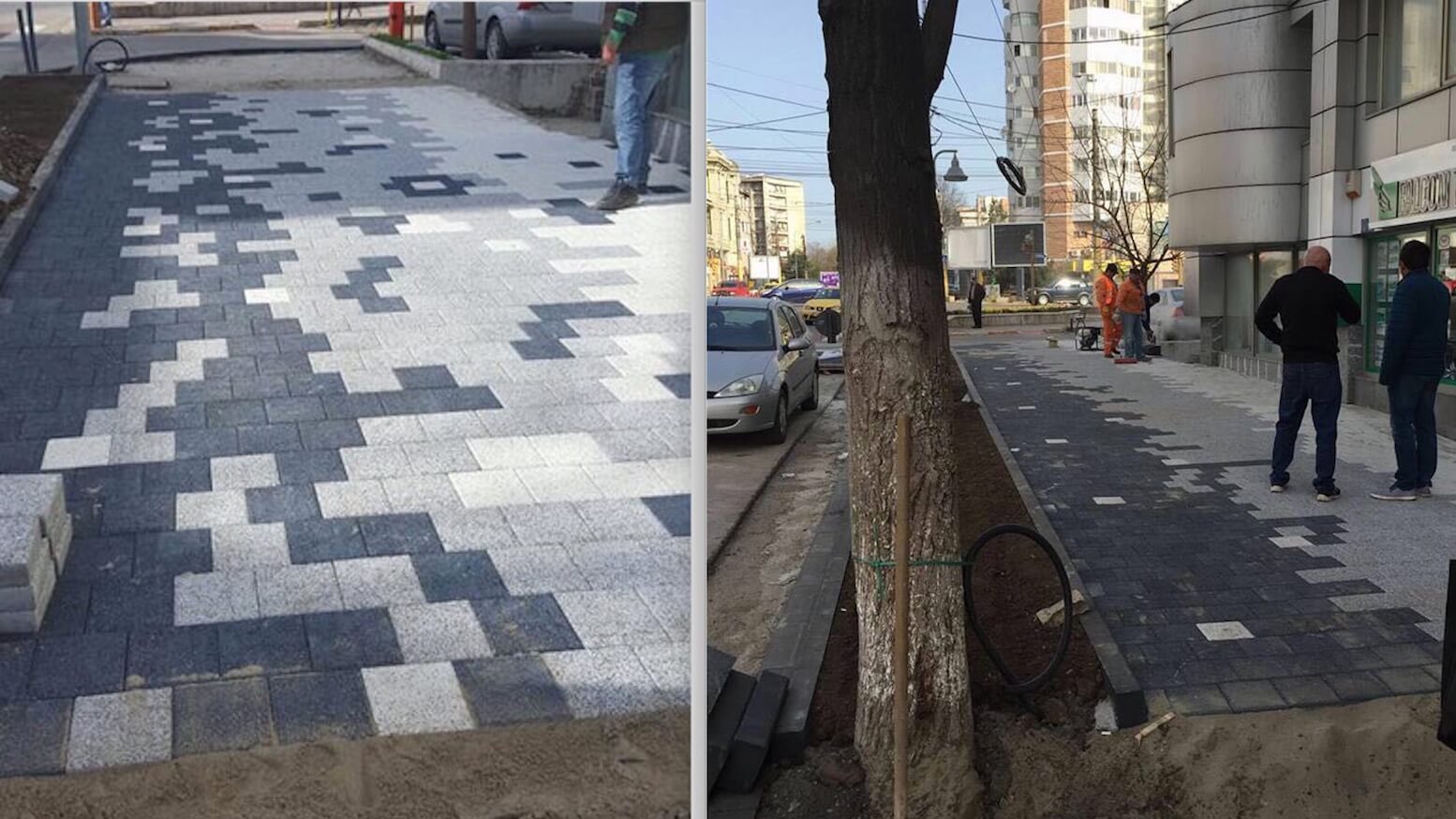 Trotuarul greșit (stanga) și trotuarul corect (dreapta)