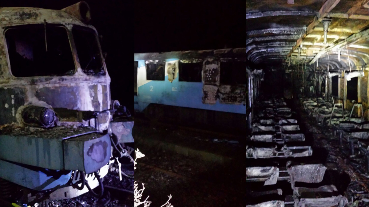 Incendiu la un tren în Mangalia