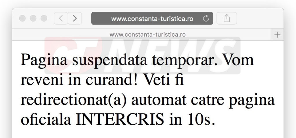 Portalul "Constanta Turistica", închis. FOTO CTnews.ro