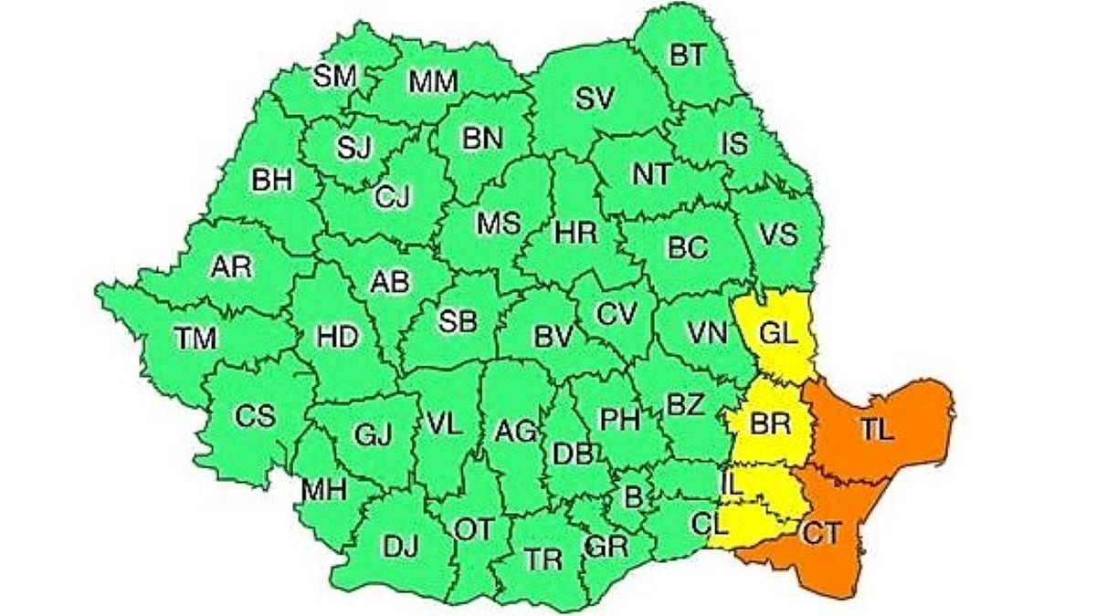 VIDEO Cod Portocaliu pentru Constanța și Tulcea, valabil până la ora 21.00