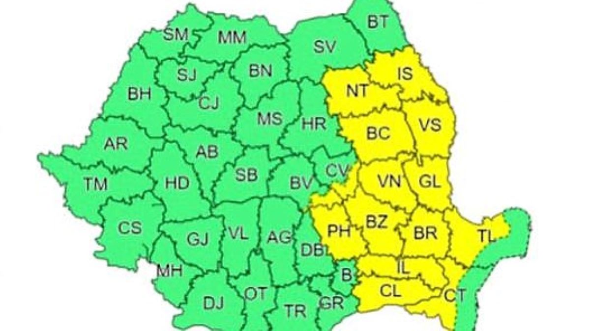 Județul Constanța a intrat sub o nouă atenționare meteorologică Cod Galben
