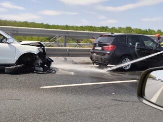 Accident cu patru mașini pe autostrada A2. FOTO ISU Dobrogea